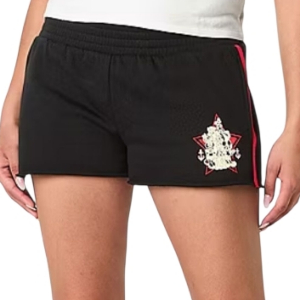 Disney Mickey And Friends Junior's Large Black Shorts Cruise Anchor Star Red